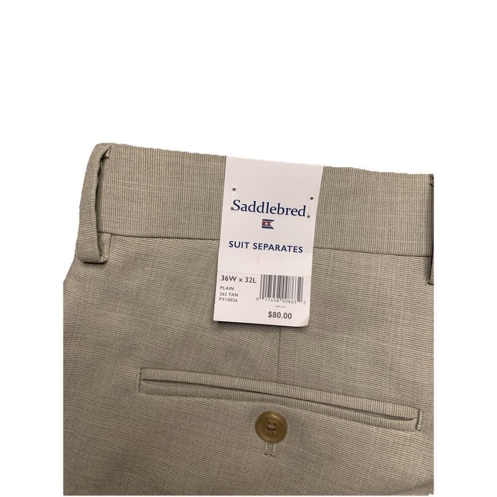 Saddlebred Comfort Flex Dress Pants NWT Mens 36x32 Tan Pleated Wrinkle Resistant